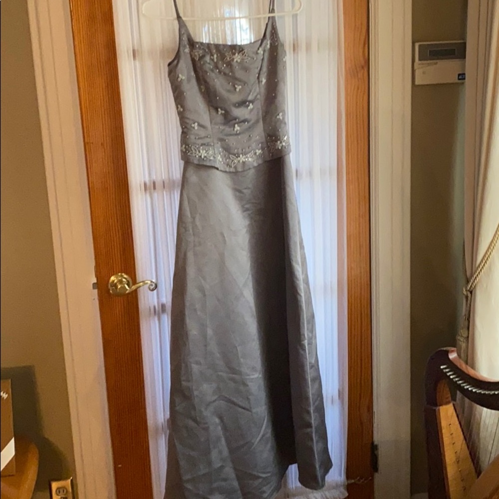 Silver party formals long gown